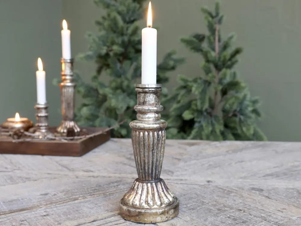 Chic Antique Weihnachtsdeko|Kerzenhalter Für Stabkerzen-Kerzenständer Glas antique Kupfer