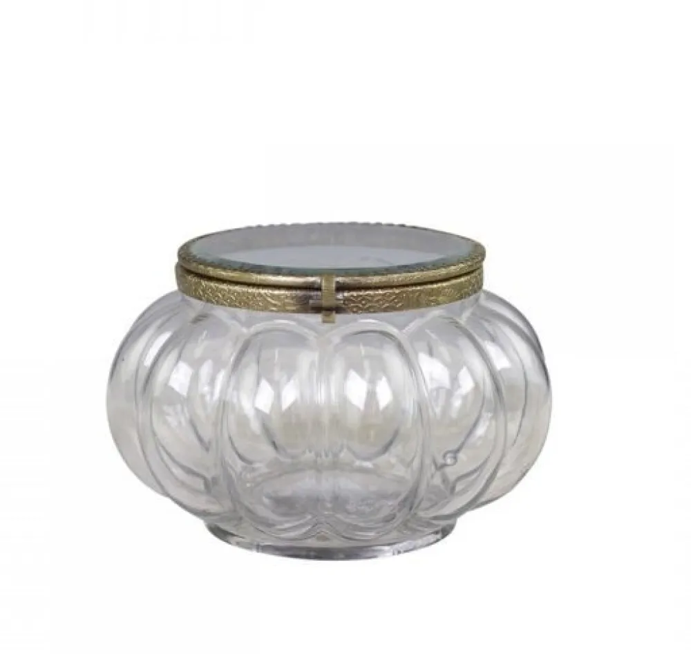 Chic Antique Teelichthalter-Kürbisglas mit Messing Dekor
