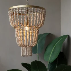 Chic Antique Kronleuchter|Deckenlampen-Kronleuchter mit Holzperlen