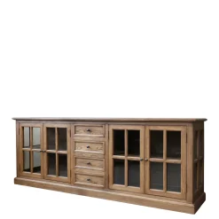 Chic Antique Schränke-Landhaus Vitrinenschrank Marseille mit 4 Türen und 4 Schubladen