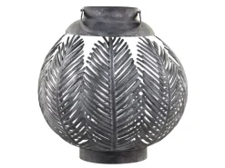 Chic Antique Herbstdeko|Laternen-Laterne aus Eisen mit Blattdekor