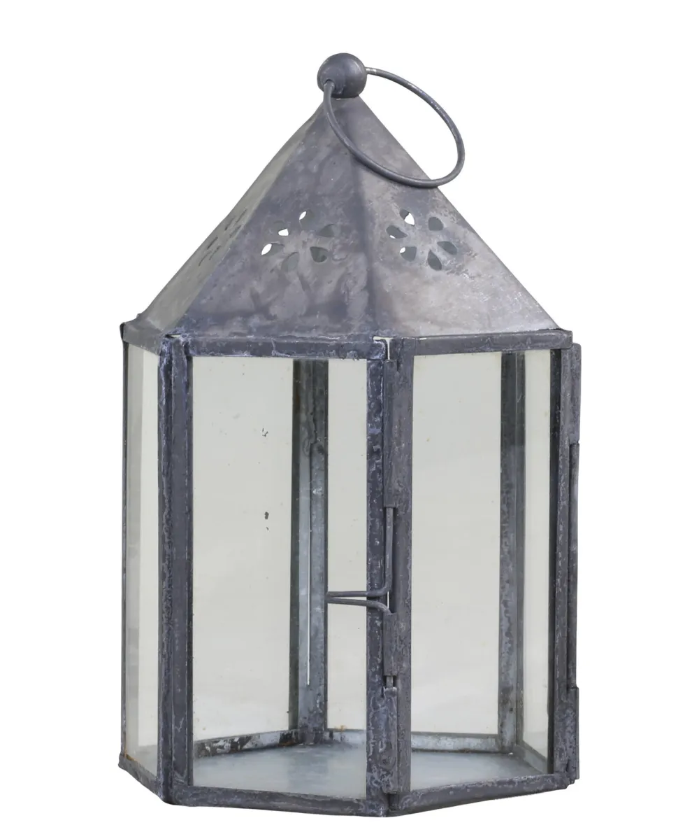 Chic Antique Laternen-Laterne mit Blumenmuster sechseckig