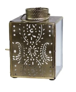 Chic Antique Laternen-Laterne mit Muster gold