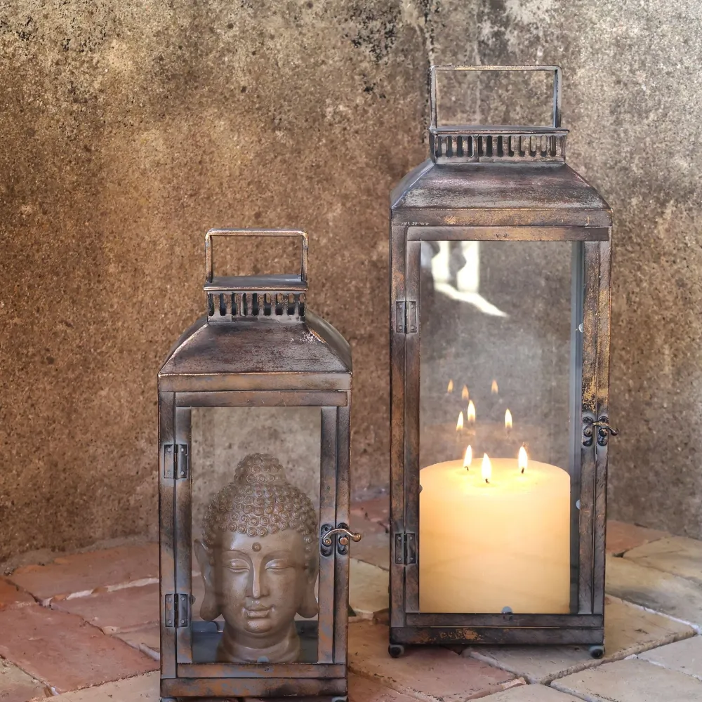 Chic Antique Laternen-Laternen mit Rillen 2er-Set