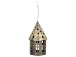 Chic Antique Lichthäuser, Keramik-Häuschen|Teelichthalter-Lichthaus aus Metall, rund