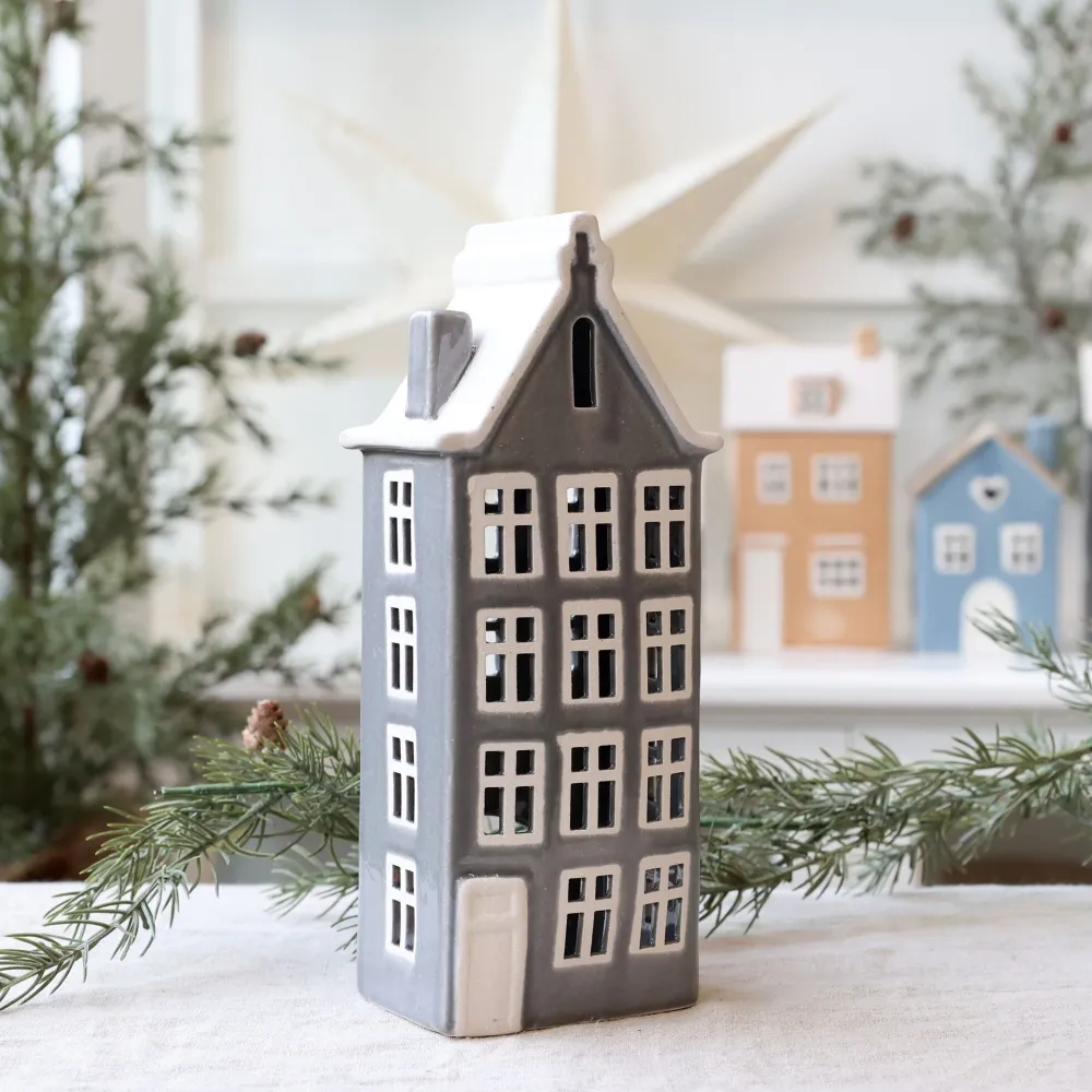 Chic Antique Lichthäuser, Keramik-Häuschen|Weihnachtsdeko-Lichthaus Chamonix für Teelicht 3