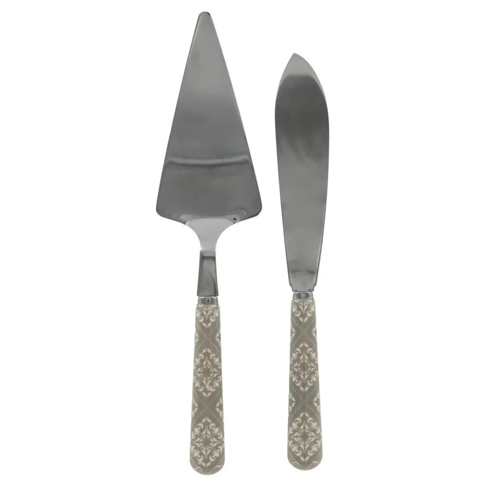 Chic Antique Besteck|Geschirr & Tischdeko Skandinavisch-Linas Tortenheber und Kuchenmesser mit Muster im Set