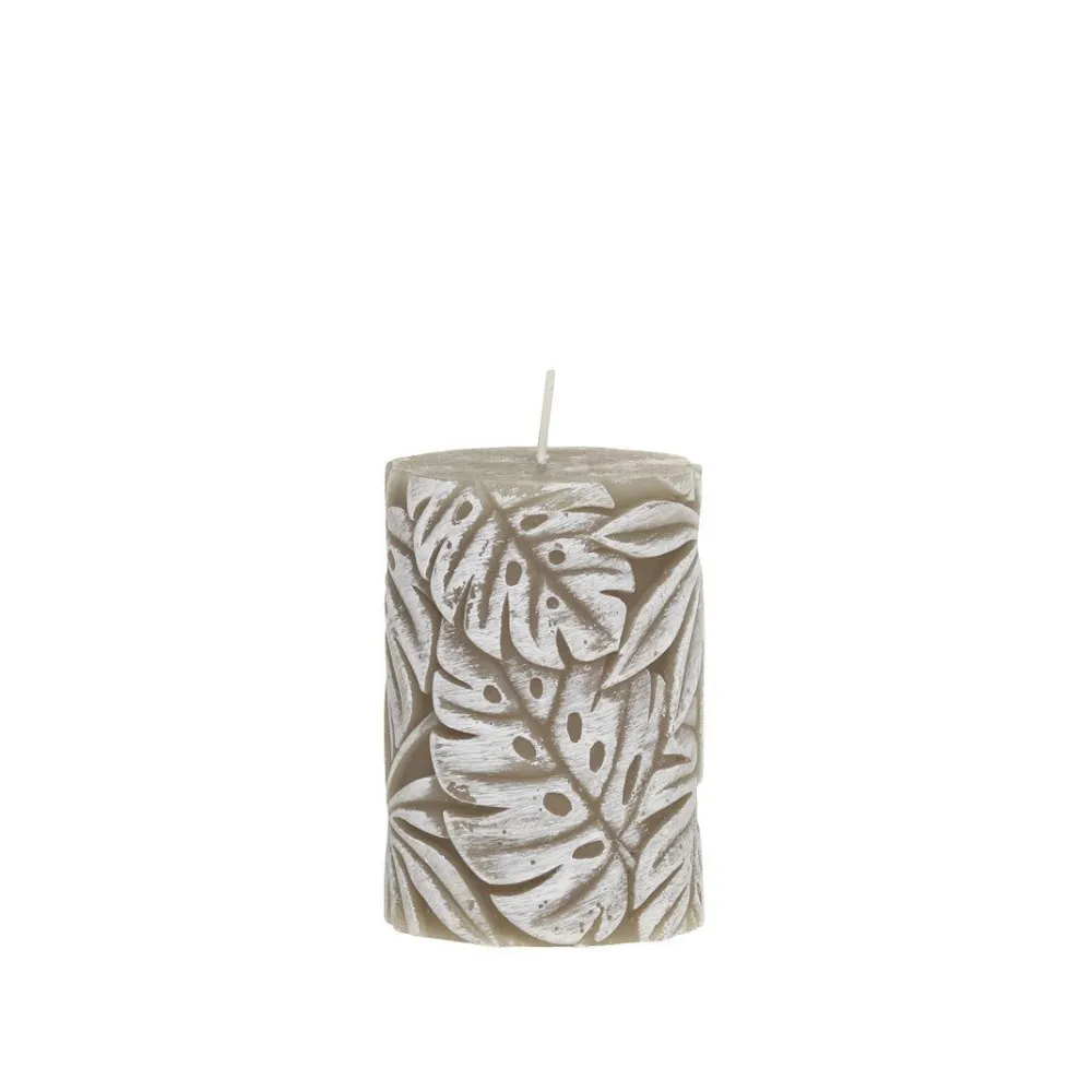 Chic Antique Kerzen-Macon Stumpenkerze mit Blattmuster
