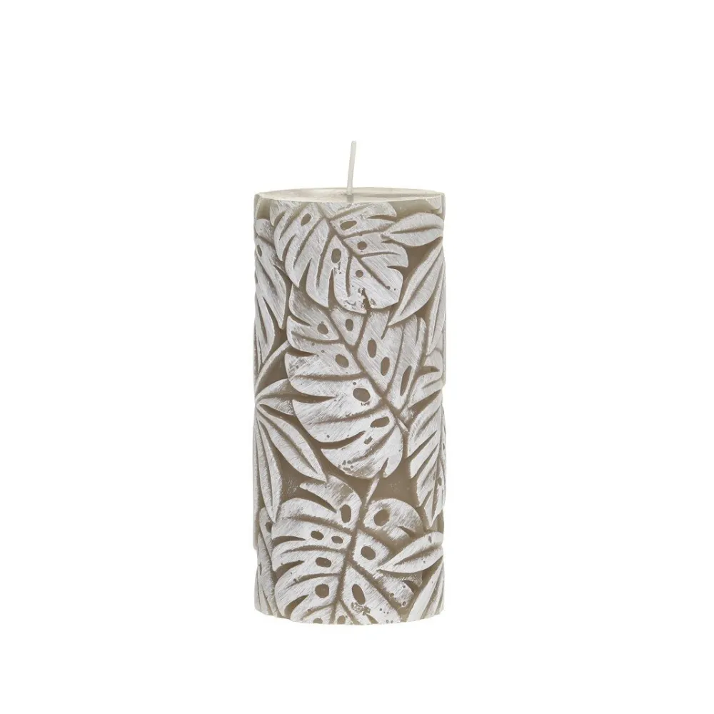 Chic Antique Kerzen-Macon Stumpenkerze mit Blattmuster