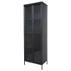 Chic Antique Schränke-Metall Vitrinenschrank mit 2 Türen und Regalen