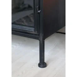 Chic Antique Schränke-Metall Vitrinenschrank mit 2 Türen und Regalen