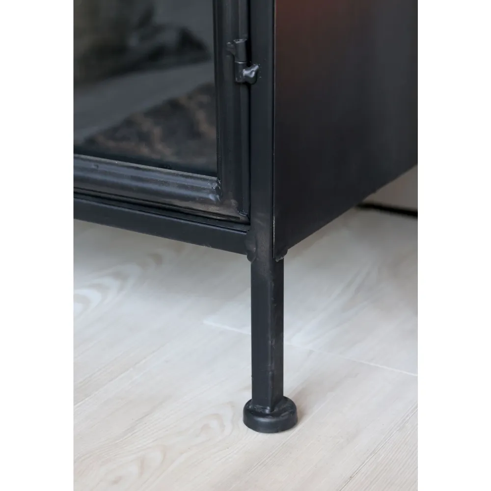 Chic Antique Schränke-Metall Vitrinenschrank mit 2 Türen und Regalen