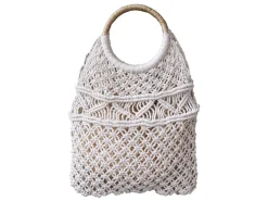 Chic Antique Taschen-Netztasche gehäckelt mit Rattanhenkel