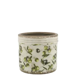 Chic Antique Blumentöpfe & Übertöpfe-Olive Übertopf mit Rand, Olivenmuster