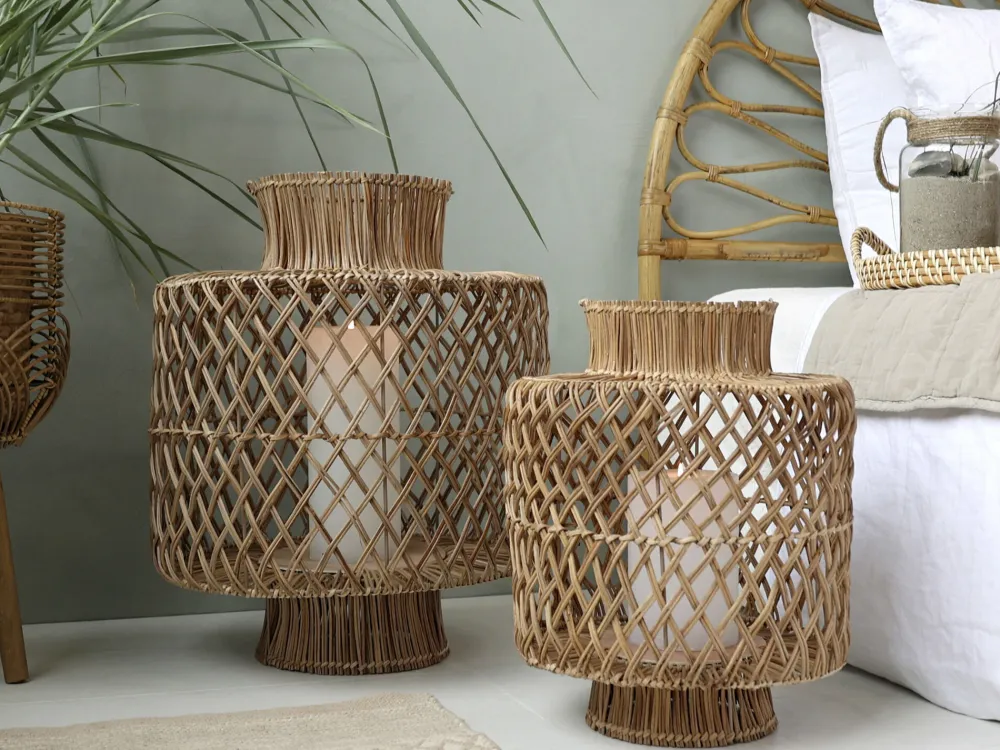 Chic Antique Laternen-Rattan Laterne geflochten