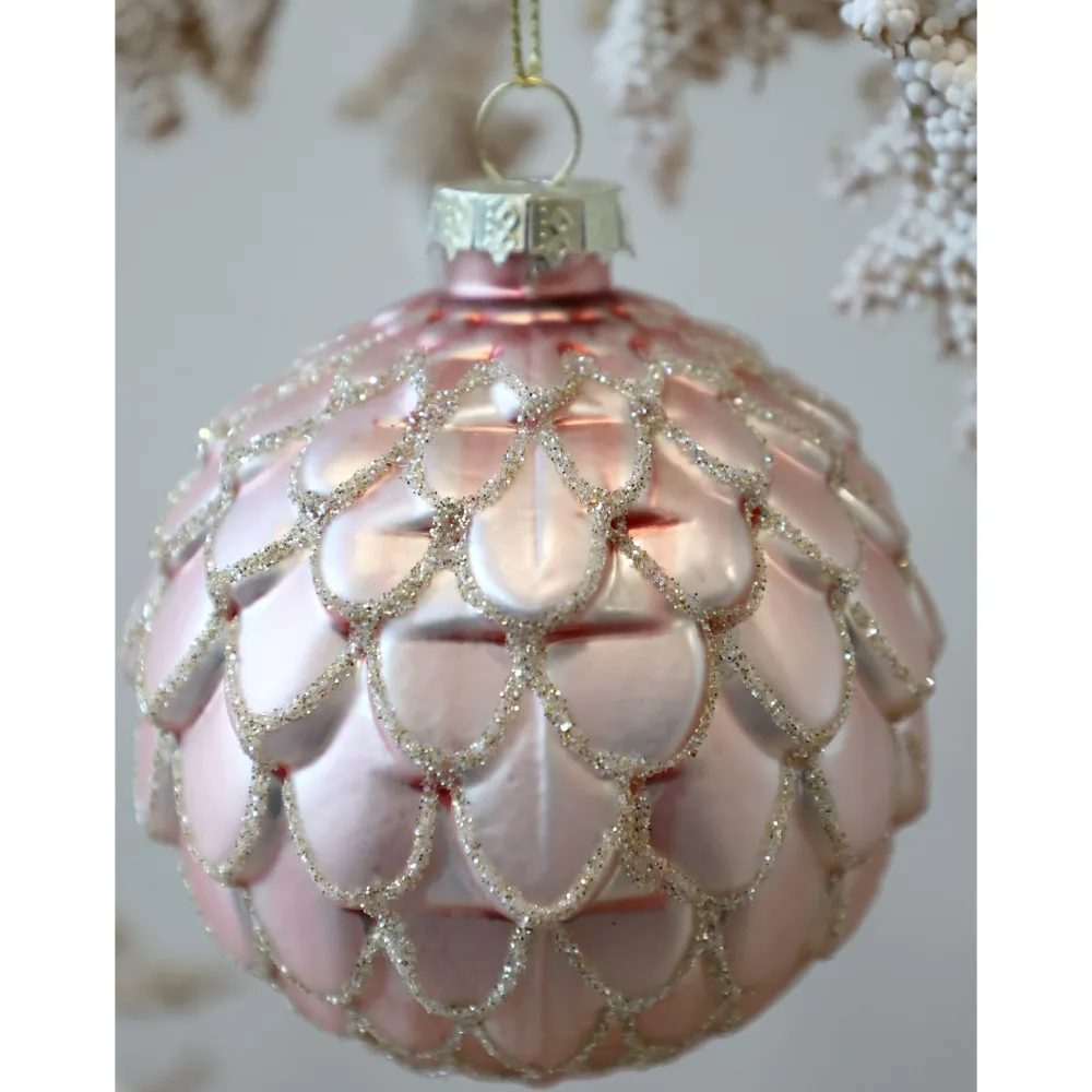 Chic Antique Weihnachtsdeko-Rosa Weihnachtskugel aus Glas