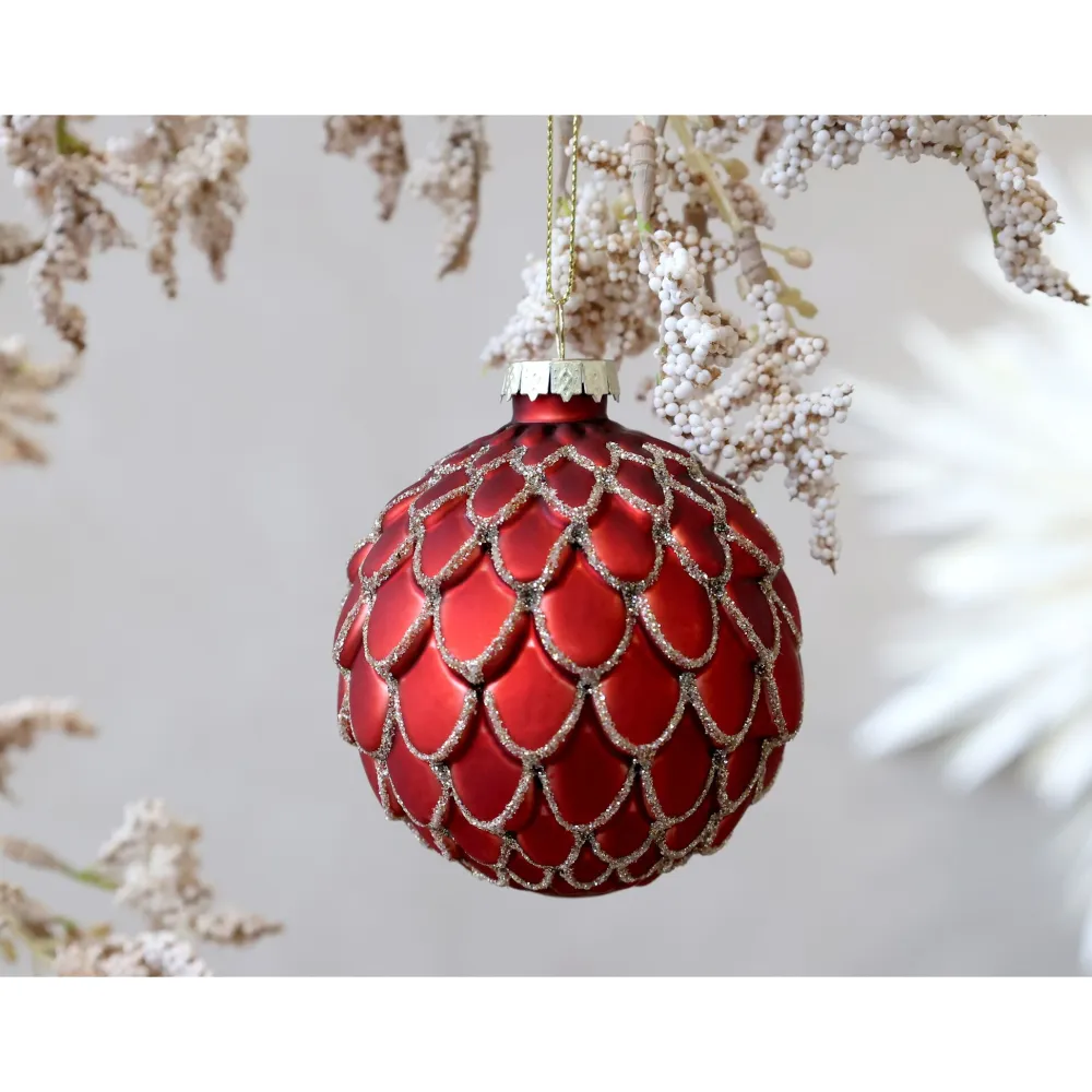 Chic Antique Weihnachtsdeko-Rote Weihnachtskugel aus Glas