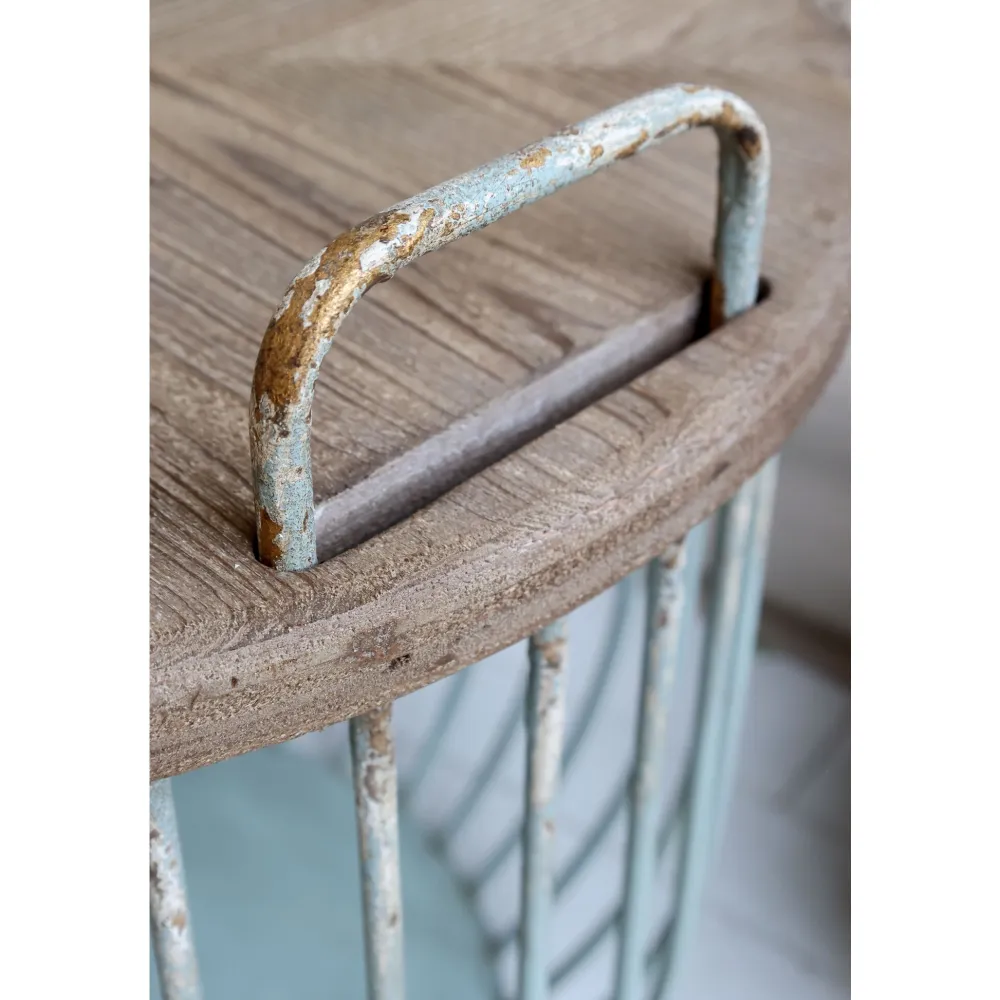 Chic Antique Beistelltische & Couchtische-Shabby Sofatisch mit Holzdeckel 2er Set