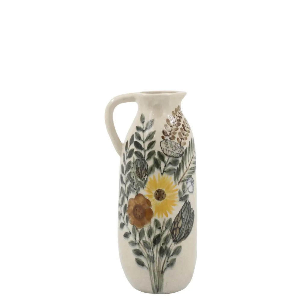 Chic Antique Vasen-Steingut Kanne mit Blumenmotiv
