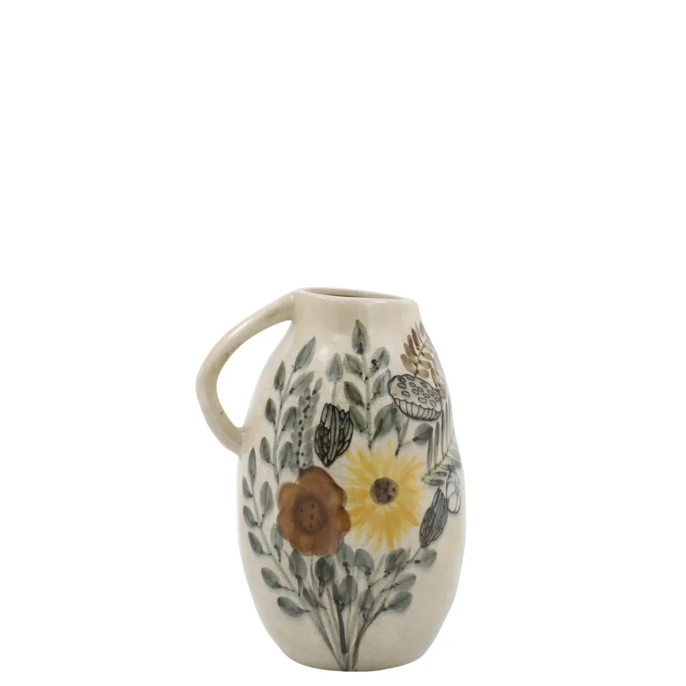 Chic Antique Vasen-Steingut Kanne mit Blumenmotiv