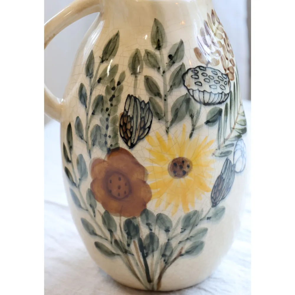 Chic Antique Vasen-Steingut Kanne mit Blumenmotiv