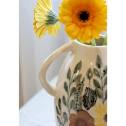 Chic Antique Vasen-Steingut Kanne mit Blumenmotiv