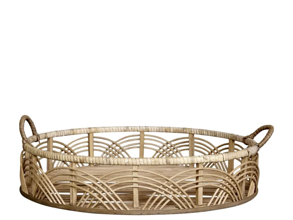Chic Antique Kerzentabletts|Dekotabletts & Dekoteller-Tablett aus Bambus und Rattan