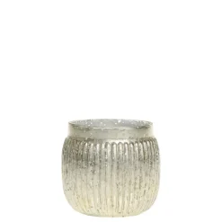 Chic Antique Teelichthalter|Windlichter-Teelichthalter mit Rillen in Silber