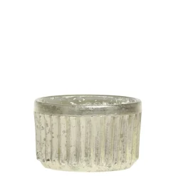 Chic Antique Teelichthalter|Windlichter-Teelichthalter mit Rillen in Silber