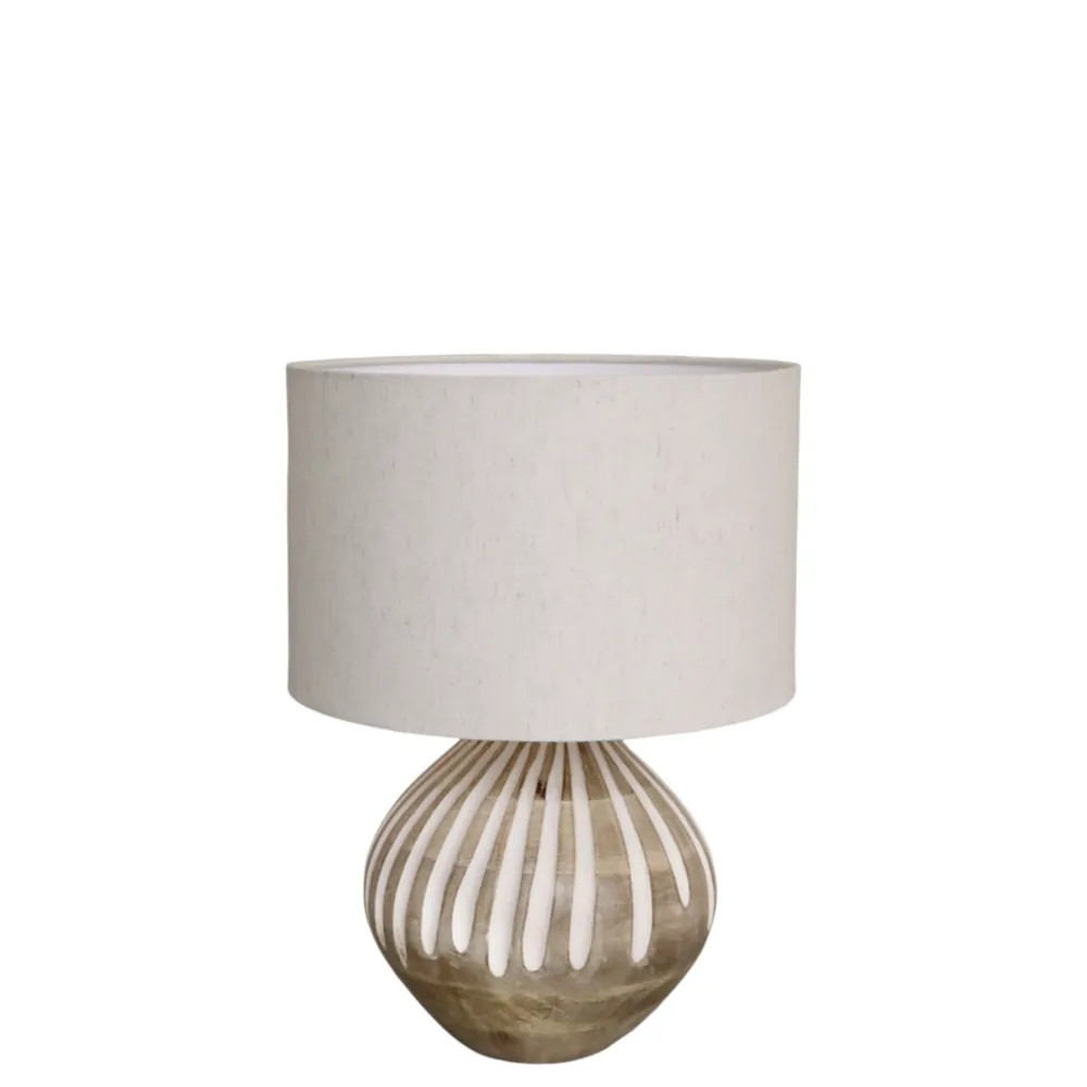 Chic Antique Tischlampen-Tischlampe mit Muster und Leinen Lampenschirm