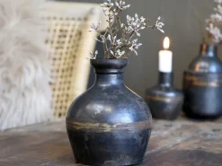Chic Antique Vasen-Vase aus Eisen, schwarz