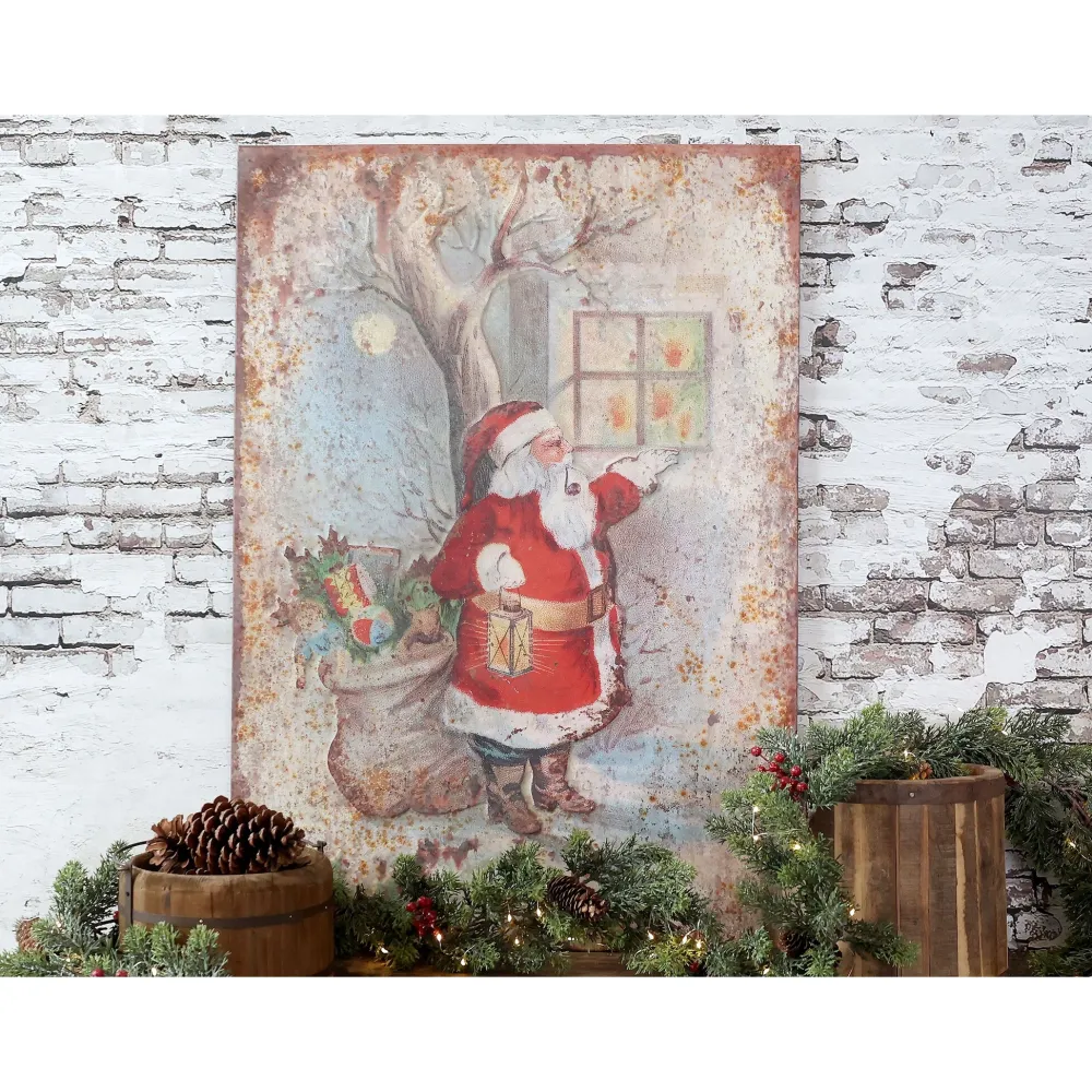 Chic Antique Weihnachtsdeko-Vintage Schild mit Weihnachtsmann