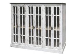 Chic Antique Schränke-Vitrine mit 6 Türen und schwarzem Top