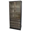 Chic Antique Schränke-Vitrinenschrank mit Glastüren und 4 länglichen Schubladen