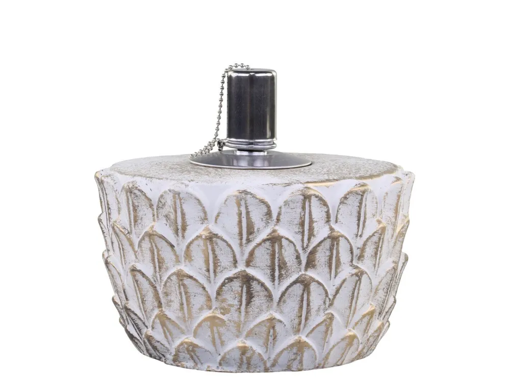 Chic Antique Feuerstellen-Vittel Öllampe mit Gold Muster