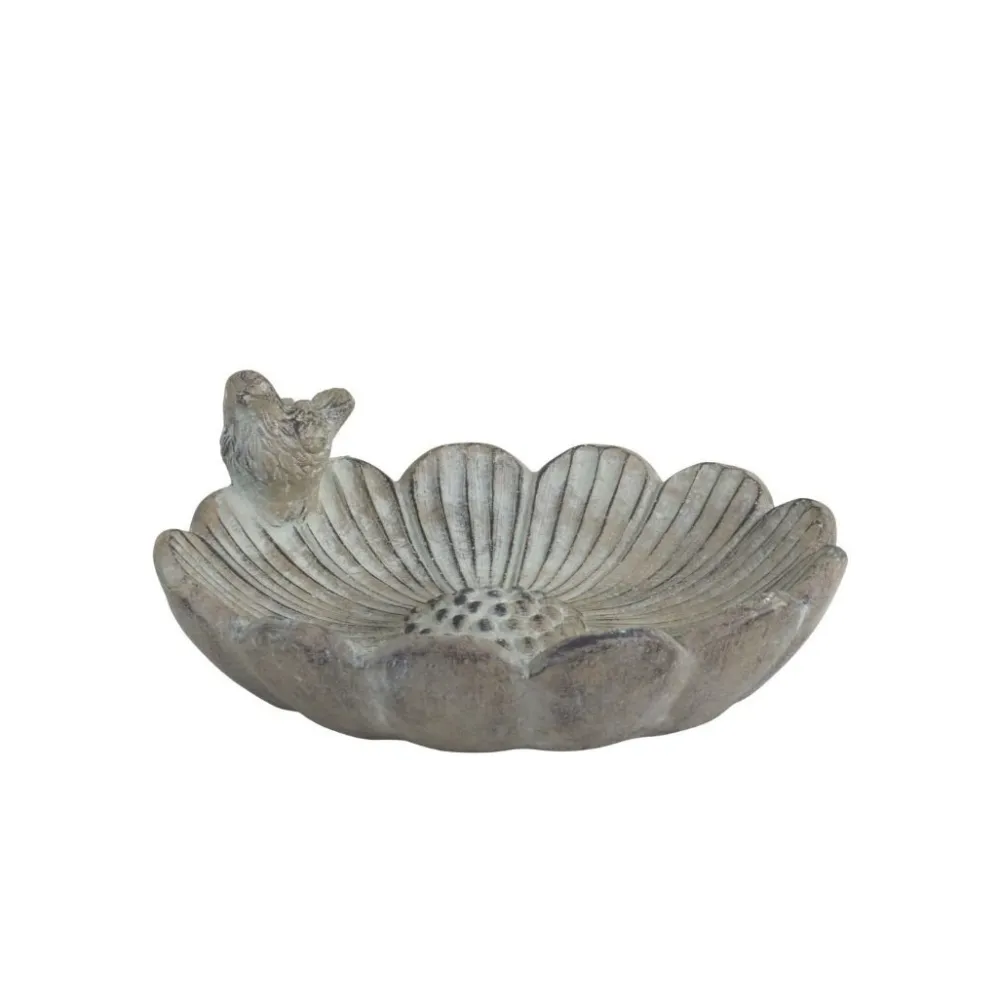 Chic Antique Vogelzubehör|Gartendekoration-Vogelbad Blume mit Vogel am Rand