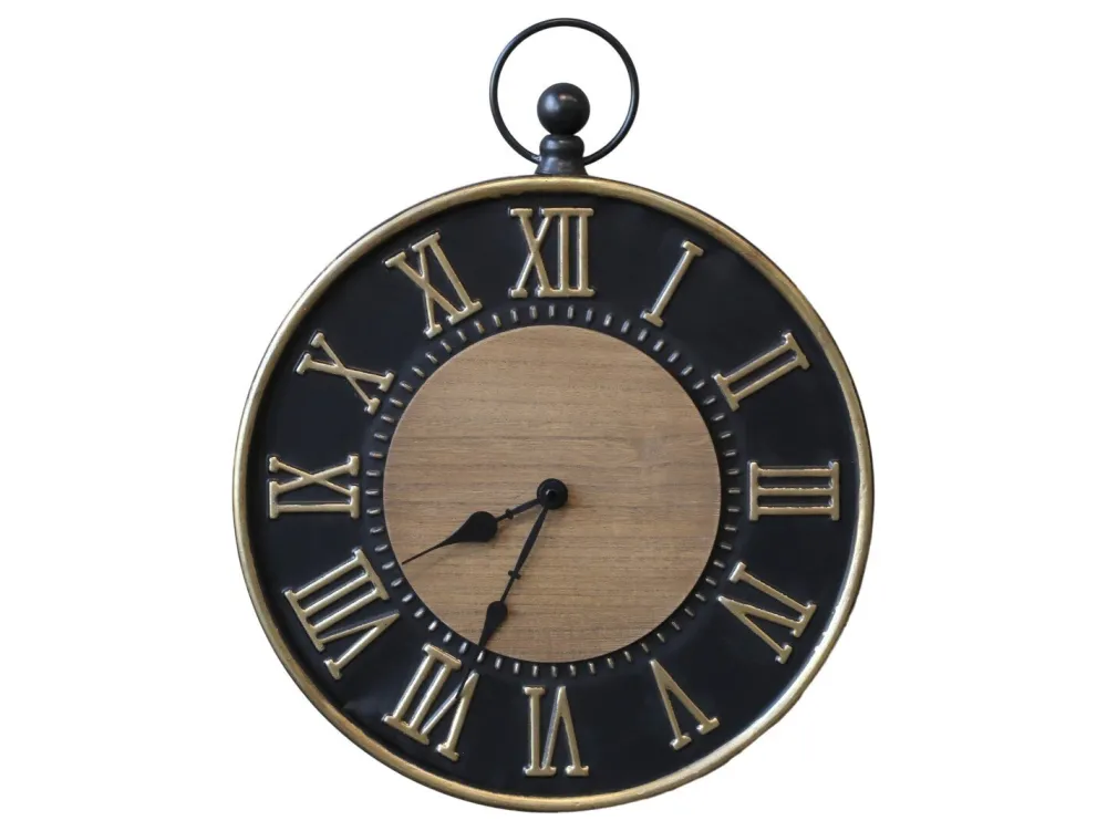 Chic Antique Uhren-Wanduhr antik schwarz, messingfarben