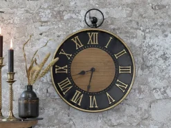 Chic Antique Uhren-Wanduhr antik schwarz, messingfarben