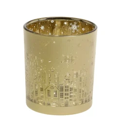 Chic Antique Teelichthalter|Weihnachtsdeko-Weihnachtlicher Goldener Teelichthalter mit Muster
