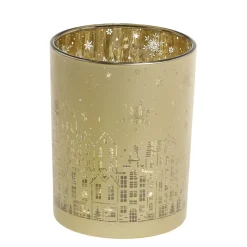 Chic Antique Teelichthalter|Weihnachtsdeko-Weihnachtlicher Goldener Teelichthalter mit Muster