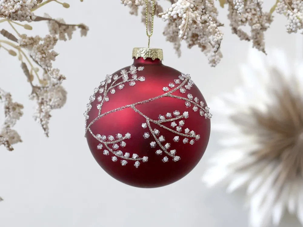Chic Antique Weihnachtsdeko-Weihnachtskugel mit Glitzer, rot