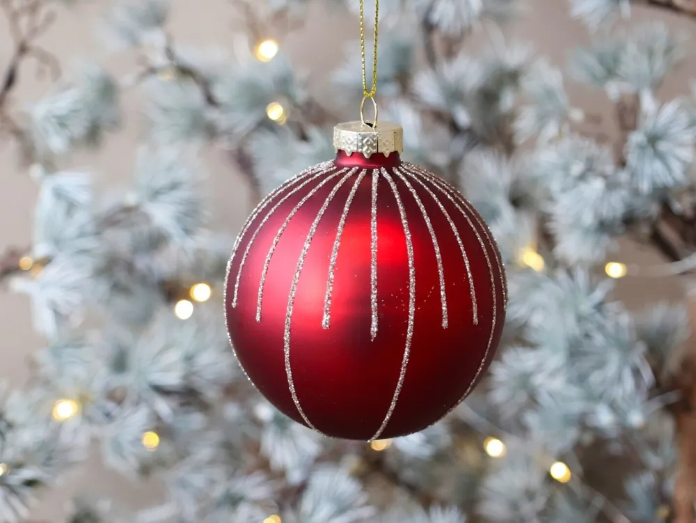 Chic Antique Weihnachtsdeko-Weihnachtskugel mit Glitzer, rot