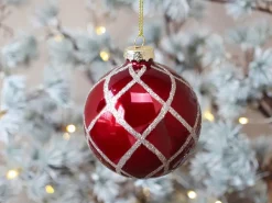 Chic Antique Weihnachtsdeko-Weihnachtskugel mit Glitzer, rot