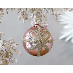 Chic Antique Weihnachtsdeko-Weihnachtskugel Rosa Glitzerschleife