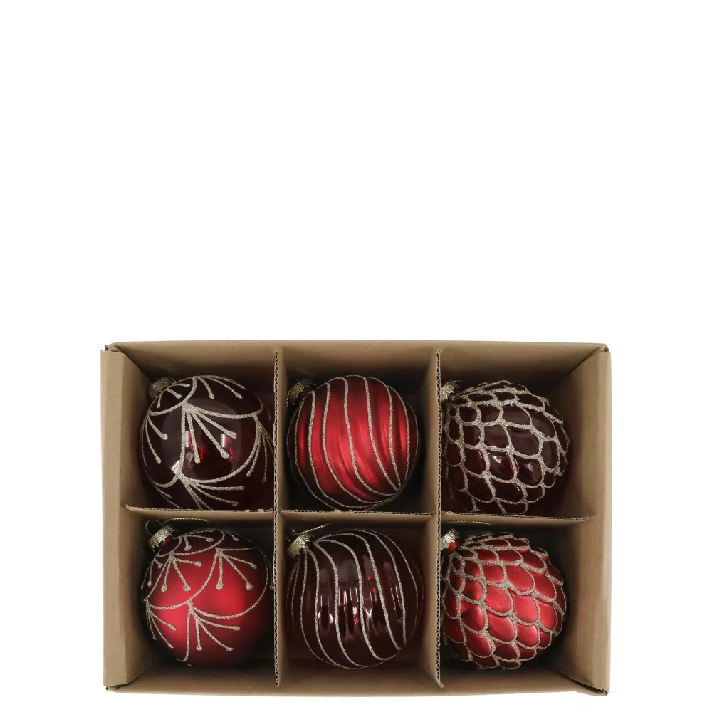 Chic Antique Weihnachtsdeko-Weihnachtskugeln in einer Schachtel 6er-Set