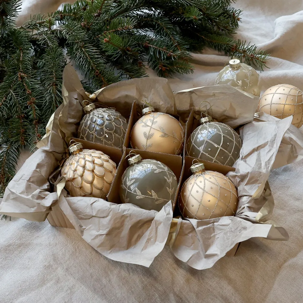 Chic Antique Weihnachtsdeko-Weihnachtskugeln in einer Schachtel 6er-Set