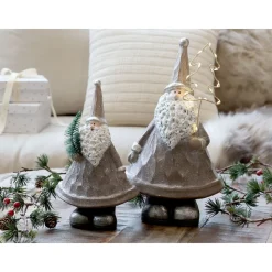 Chic Antique Weihnachtsdeko|Deko-Objekte & Figuren-Weihnachtsmann mit LED Baum 2er-Set