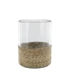 Chic Antique Gartendekoration-Windlicht mit geflochtenem Boden, Glas
