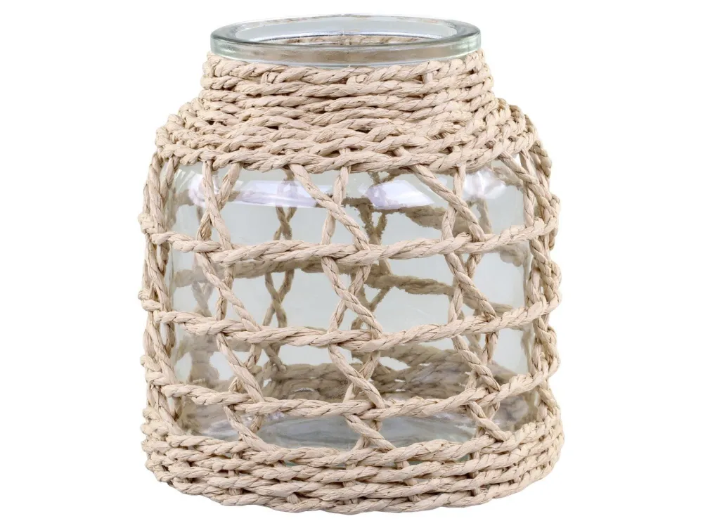 Chic Antique Windlichter-Windlicht mit geflochtenem Schilf