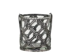 Chic Antique Windlichter-Windlicht mit Henkel und Karomuster
